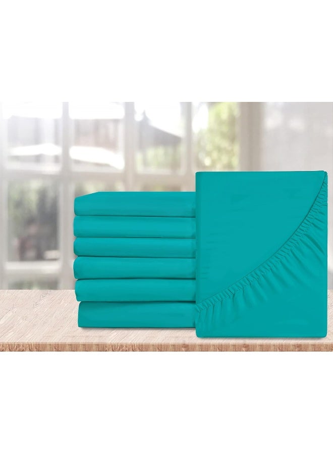 Elegant Comfort Elegant Comfort 6-Pack Fitted Bottom Sheets 1500 Thread Count Premium Hotel Quality, Deep Pocket, Wrinkle-Free, Stain and Fade Resistant-Side Pockets for Storage, 6PACK Fitted-Twin/Twin XL, Turquoise - Image 4