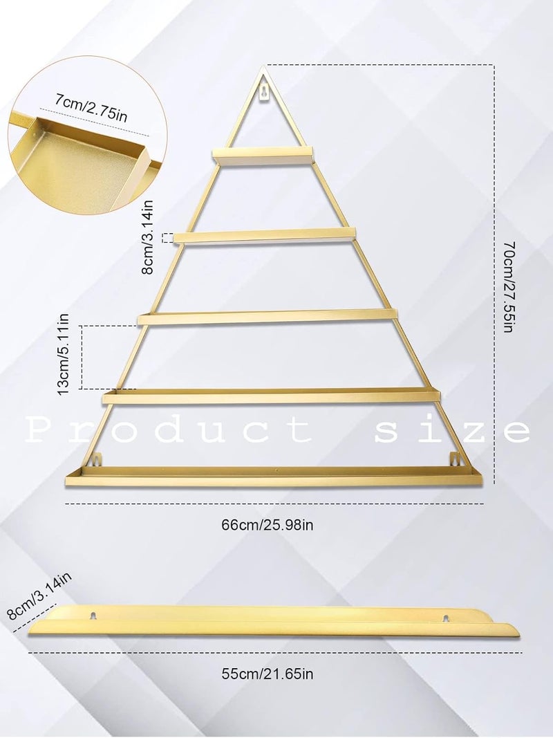 EBANKU EBANKU 10PCS Nail Polish Racks 5 Tiers Nail Polish Shelf for Wall Triangular Display Rack Cosmetic Display Cases Lipstick Perfume Wall Shelf Essential Oil Organizers for Home Spa Nail Salon ShopGold  - Image 2
