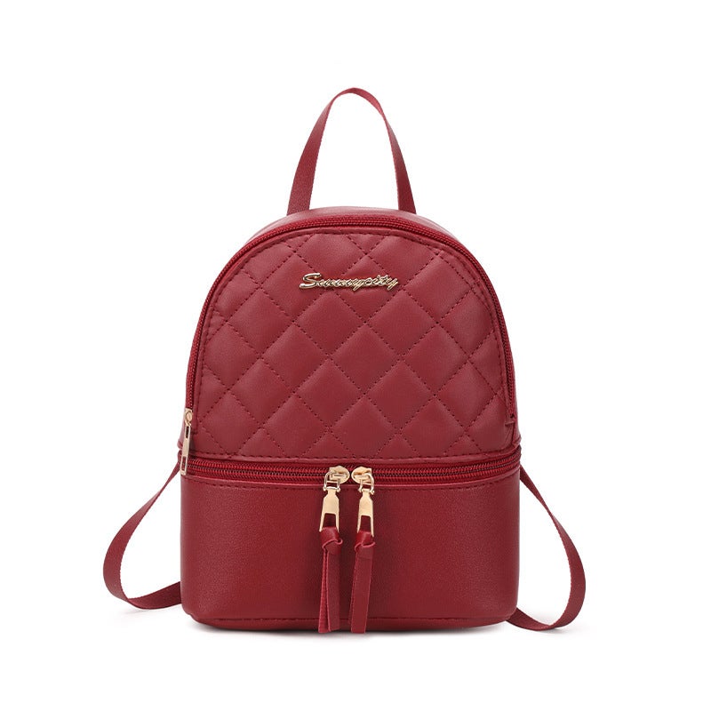 2023 Multi-Function Dual-Zip Womens Backpack Wine red 