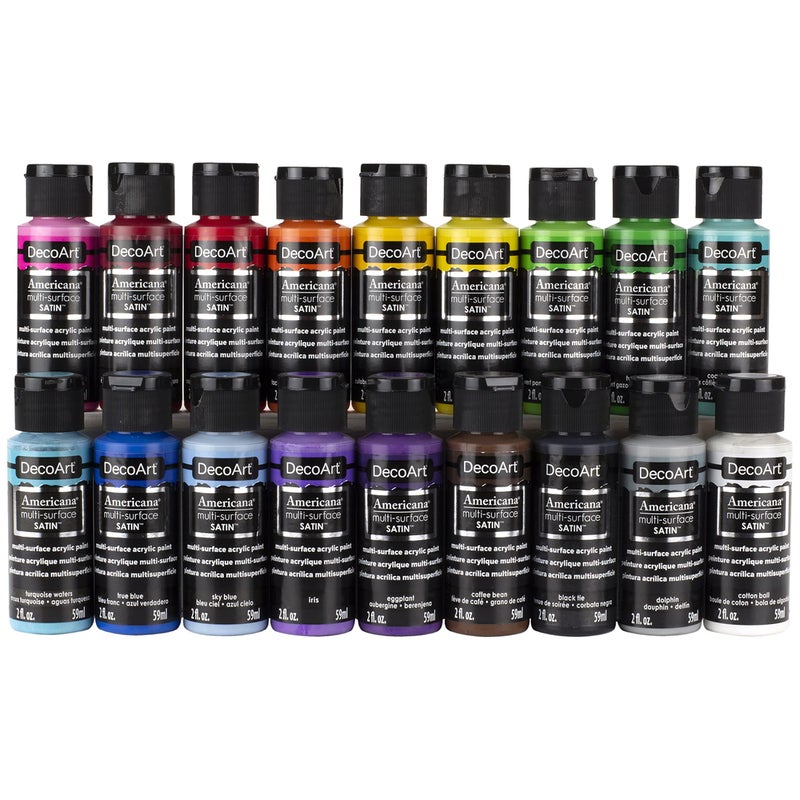 DecoArt Americana MultiSurface Satin Favorites Sample Kit for Wood Metal Glass Ceramics Fabric Paper Terra Cotta Most Plastics and More