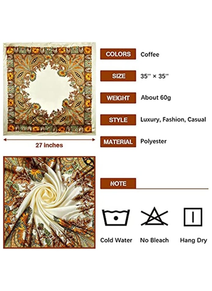 SYOSI - Head Scarves, 35” Satin Large Square Silky Feeling Headband, Satin Boho Hair Bandanas, Cashew Square Scarves Neckerchief, Fashion Hair Accessories for Women, 4 Pack (Vintage Series) - Image 1