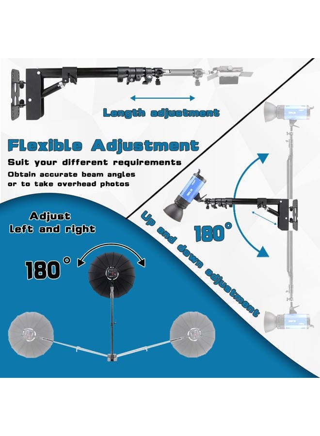 DNSbabi Wall Mount Triangle Boom Arm, 180º Flexible Rotation, Save Space, for Ring Light, Photography Strobe Light, Monolight, Softbox, Umbrella and Reflector  - Image 5