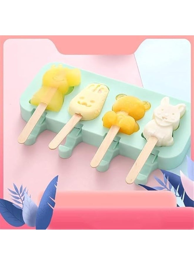 Cartoon Animal Popsicle Molds – 4-Cavity Reusable Silicone Ice Pop Maker for Kids - Image 5