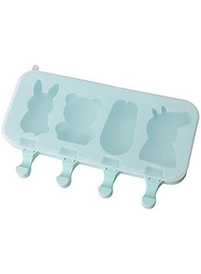 Cartoon Animal Popsicle Molds – 4-Cavity Reusable Silicone Ice Pop Maker for Kids - Image 2