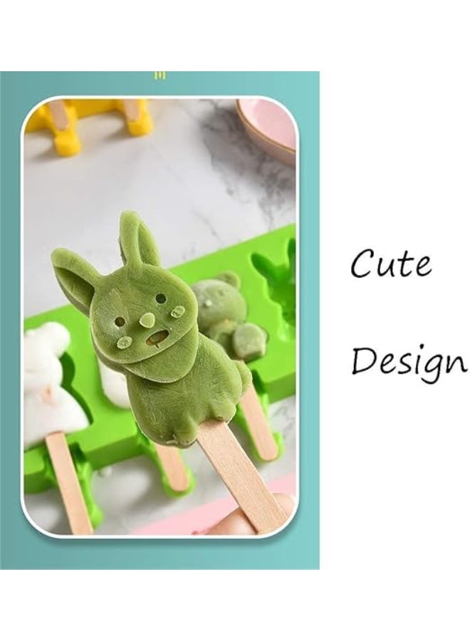 Cartoon Animal Popsicle Molds – 4-Cavity Reusable Silicone Ice Pop Maker for Kids - Image 3