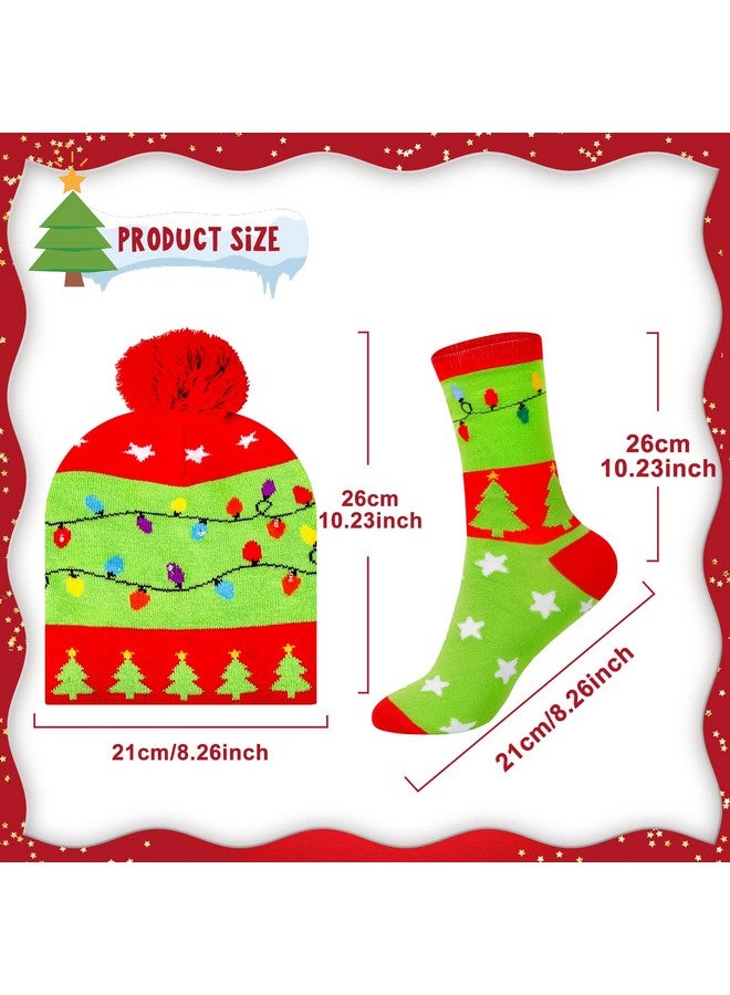 MGparty MGparty Christmas Hats Socks Winter LED Light Up Beanie Knit Hat Crew Sock Holiday Party Favors for Adults Kids  - Image 4