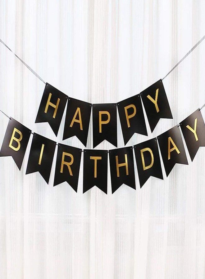 FAVELA Happy Birthday Backdrop Decorative Items - 13 Pcs Reusable Cardstock Birthday Banner Flag Kits For Boys Girls (Black) - Image 3