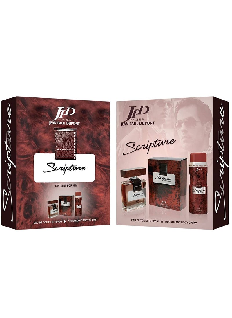 Jean Paul Dupont Scripture 2Pcs Promo Pack Eau de Toilette 100ml + Body Spray 200ml For Men  - Image 2