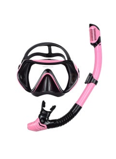 Generic Cross-border snorkeling suit diving goggles full dry breathing tube professional diving mask nose protection scuba diving equipment BK-Pink 