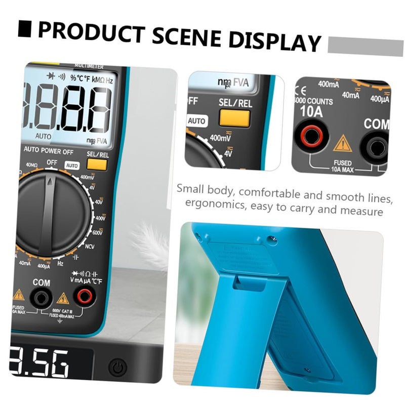 Digital Multimeter with Backlit LCD Screen Compact Design for AC DC Voltage Resistance Testing Blue - Image 5