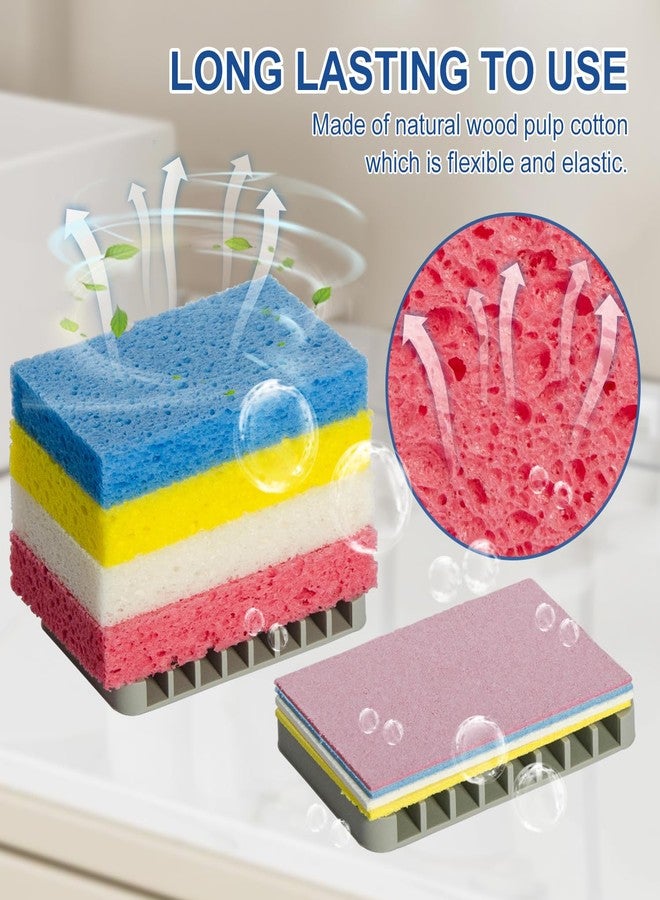 GCYQOOD Sponges Kitchen，Cellulose Sponges, Compressed Kitchen for Household Use，for Dishes, Kitchenware, Cleaning for The Shower，Reusable，Save Space (4, Yellow) - Image 3