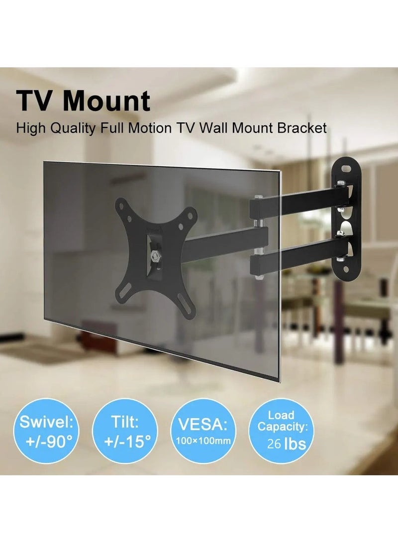 BEETEC Single Arm Swivel TV Wall Mount Bracket for 14-32 Inch Flat Panel TVs up to 12 kg/26 lbs, TV Wall Bracket With Free-Tilting and Swiveling Arm for Enhanced Viewing, Black | TF-102S  - Image 3
