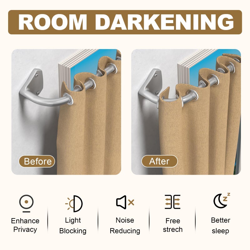 GXOACKJ Silver Curtain Rods for Windows 28 to 48 inch, 5/8 inch Adjustable Wrap Around Blackout Curtain Rods for Bedroom & Outdoor - Image 2