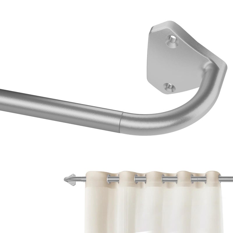 GXOACKJ Silver Curtain Rods for Windows 28 to 48 inch, 5/8 inch Adjustable Wrap Around Blackout Curtain Rods for Bedroom & Outdoor - Image 1