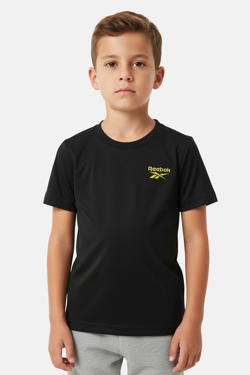Reebok Kids Boy Brand Logo Short Sleeve Training T-Shirt, Black - Image 1
