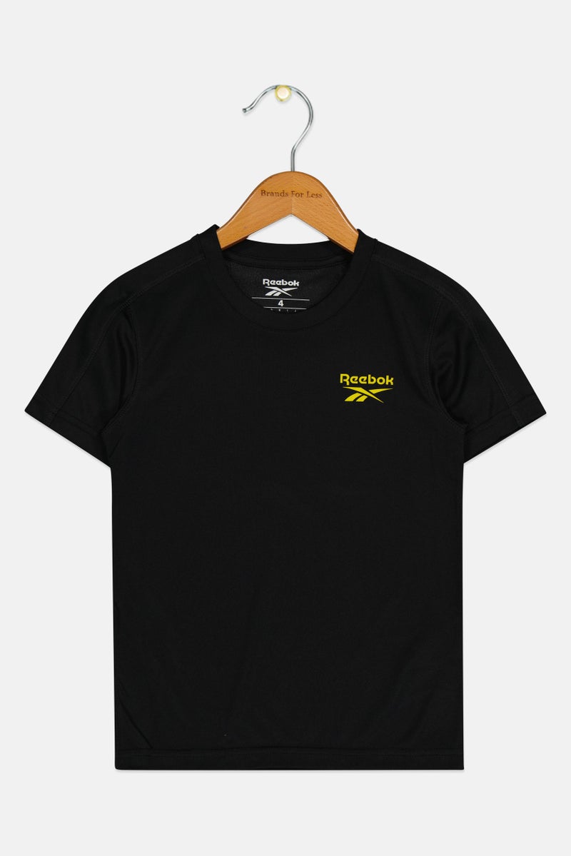 Reebok Kids Boy Brand Logo Short Sleeve Training T-Shirt, Black - Image 3