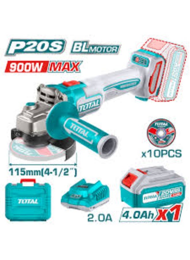 TOTAL Inch Cordless Angle Grinder with Battery & Charger - Image 1