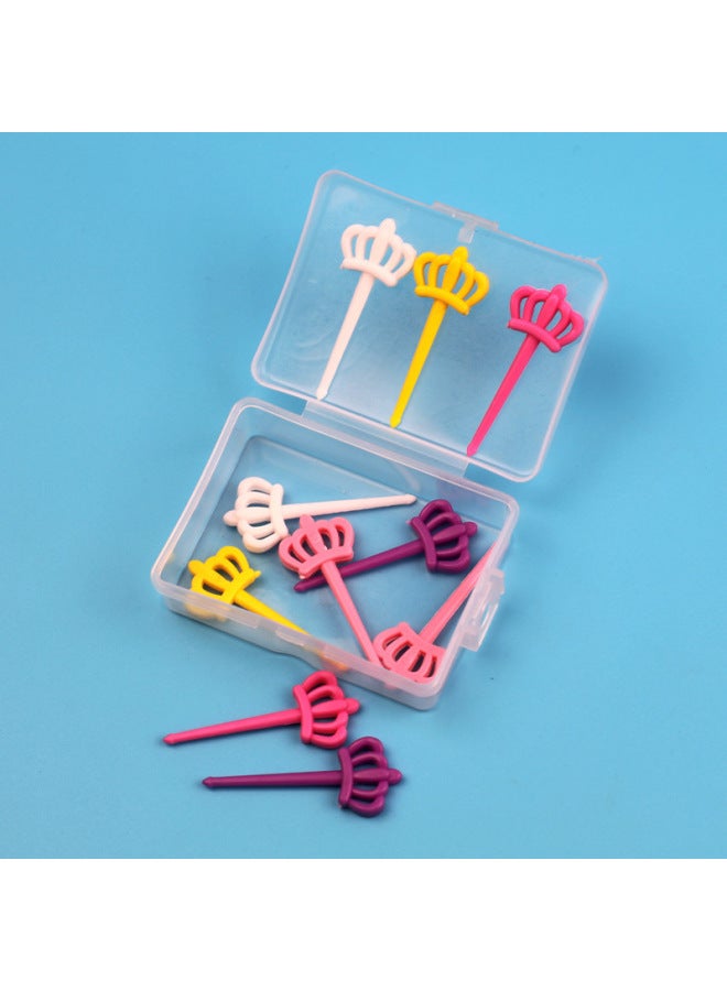 Japanese Cartoon Fruit Fork Cute Animal Fruit Fork Children Baby Special Fruit Sign Wholesale-Color:10pc Fruit Fork/crown Boxed  - Image 1