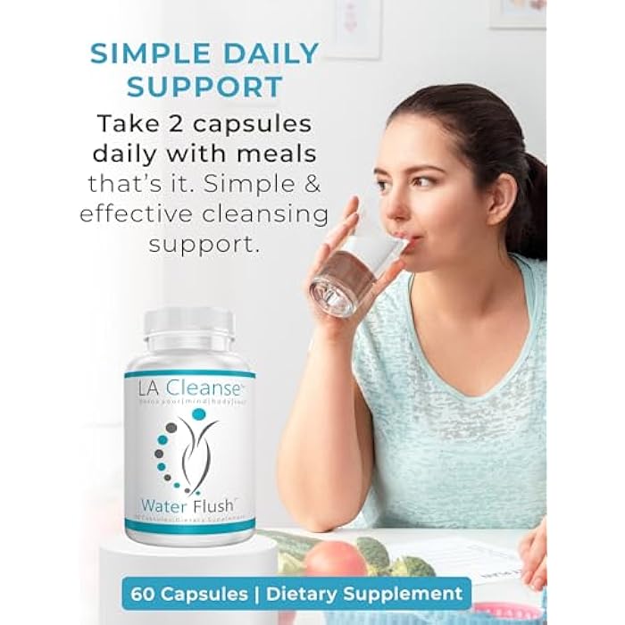LA Cleanse Water Flush - Natural Water Away Pills for Swollen Legs & Feet - Water Retention Pills for Swelling & Bloat Relief with Potassium, B-6, Dandelion & Green Tea - 1 Pack, 60 Count - Image 5
