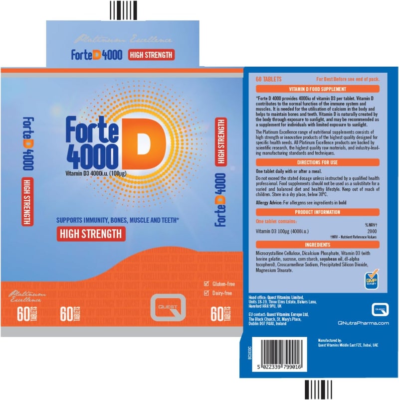 Quest Forte D3 4000 Pack of 60 Tablets - Image 2