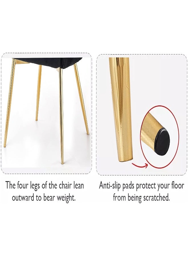 Poppins Home Poppins HOME Modern Nordic Design Cozy Light Luxury Simple And Durable Velvet Dining Chair in Gold Leg (Yellow) - Image 5
