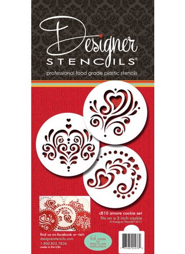 Designer Stencils Designer Stencils C810 Amore Cookie Stencil Set, Beige/Semi-Transparent  - Image 1