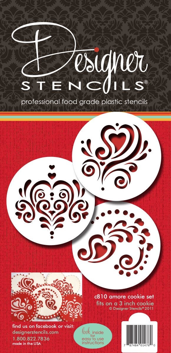 Designer Stencils C810 Amore Cookie Stencil Set, Beige/Semi-Transparent - Image 1