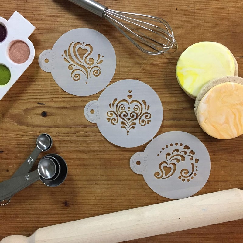 Designer Stencils C810 Amore Cookie Stencil Set, Beige/Semi-Transparent - Image 4