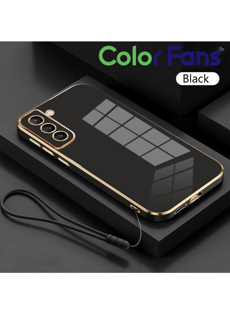Color Fans Mobile Phone Case for Samsung S21 FE 5G 6.4 inch Electroplated Protective Case Gold-Black