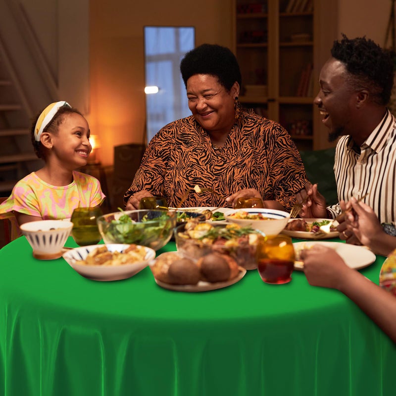 MASHAN 12Pcs Red Green Yellow Black Plastic Tablecloths, Disposable Round Table Covers for Kwanzaa Black History Month Juneteenth African American Festival Holiday Party Decorations,84inch - Image 5