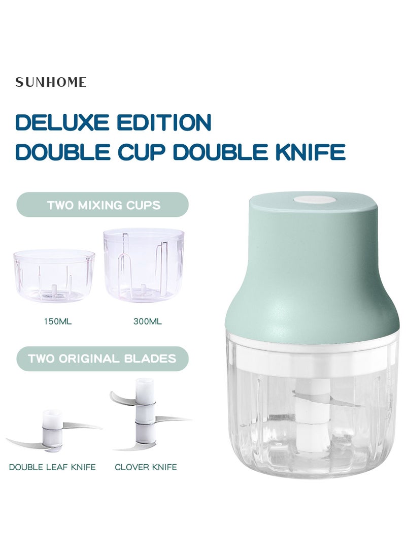 صن هوم مفرمة كهربائية 2 في 1 مطحنة 150 مل + 300 مل 45 وات SH-188G أخضر فاتح / شفاف - Image 1