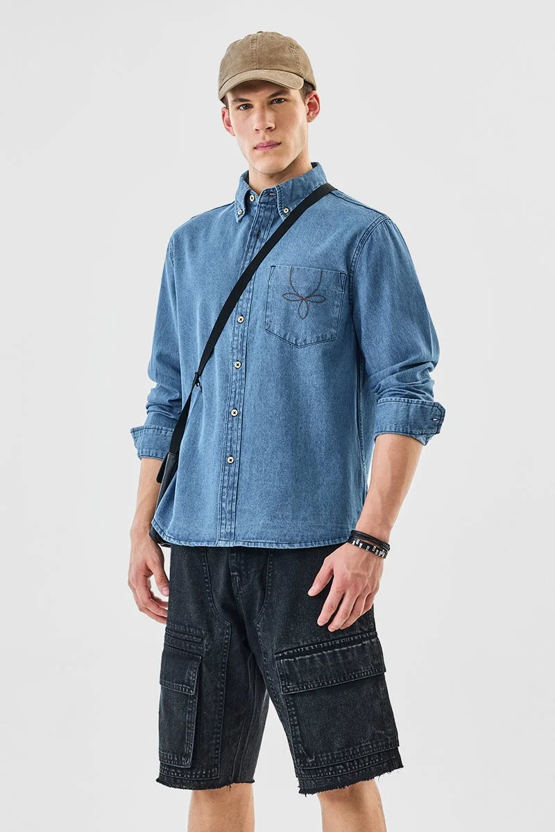 سنيتش قميص جينز بقصة عادية