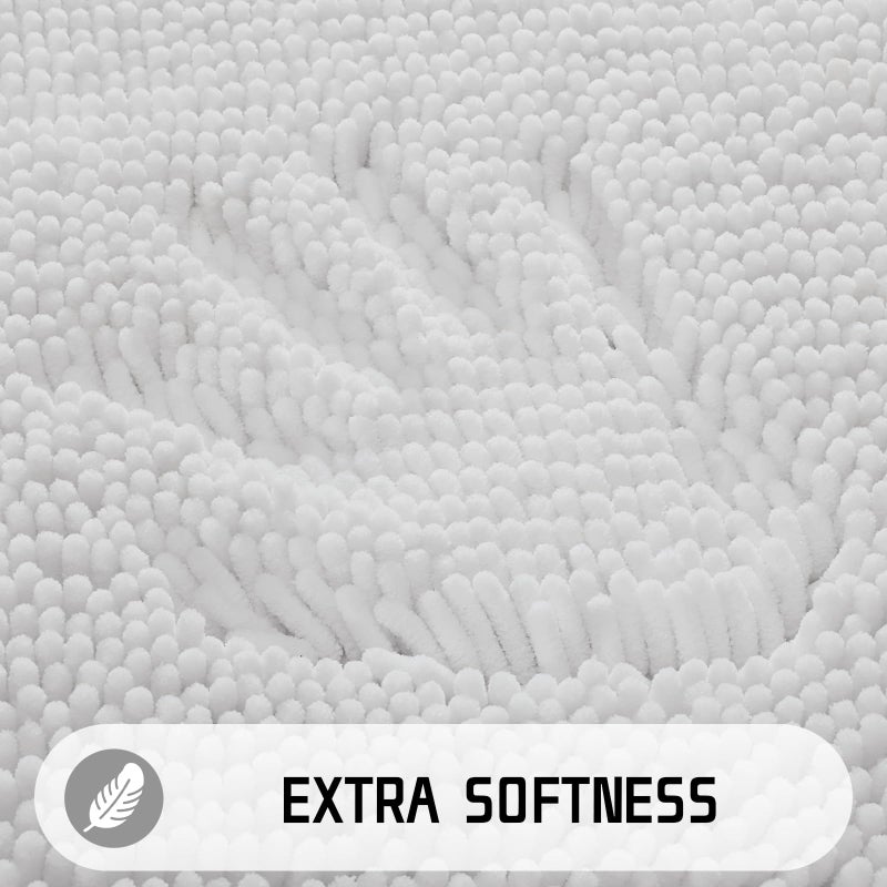 Yimobra Bathroom Rugs  36'' x 24''  Extra Soft Chenille Bath Rugs  Non-Slip  Water Absorbent  Bath Mats for Bathroom Floor  Machine Wash Dry  Plush Microfiber Shaggy Rug  Tub and Shower  Bright White - Image 2