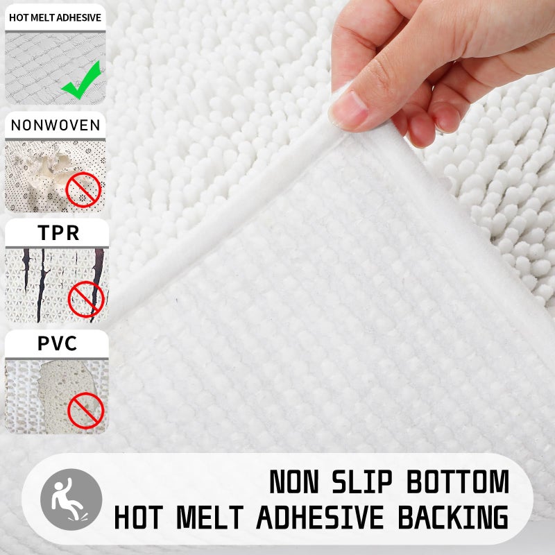 Yimobra Bathroom Rugs  36'' x 24''  Extra Soft Chenille Bath Rugs  Non-Slip  Water Absorbent  Bath Mats for Bathroom Floor  Machine Wash Dry  Plush Microfiber Shaggy Rug  Tub and Shower  Bright White - Image 5