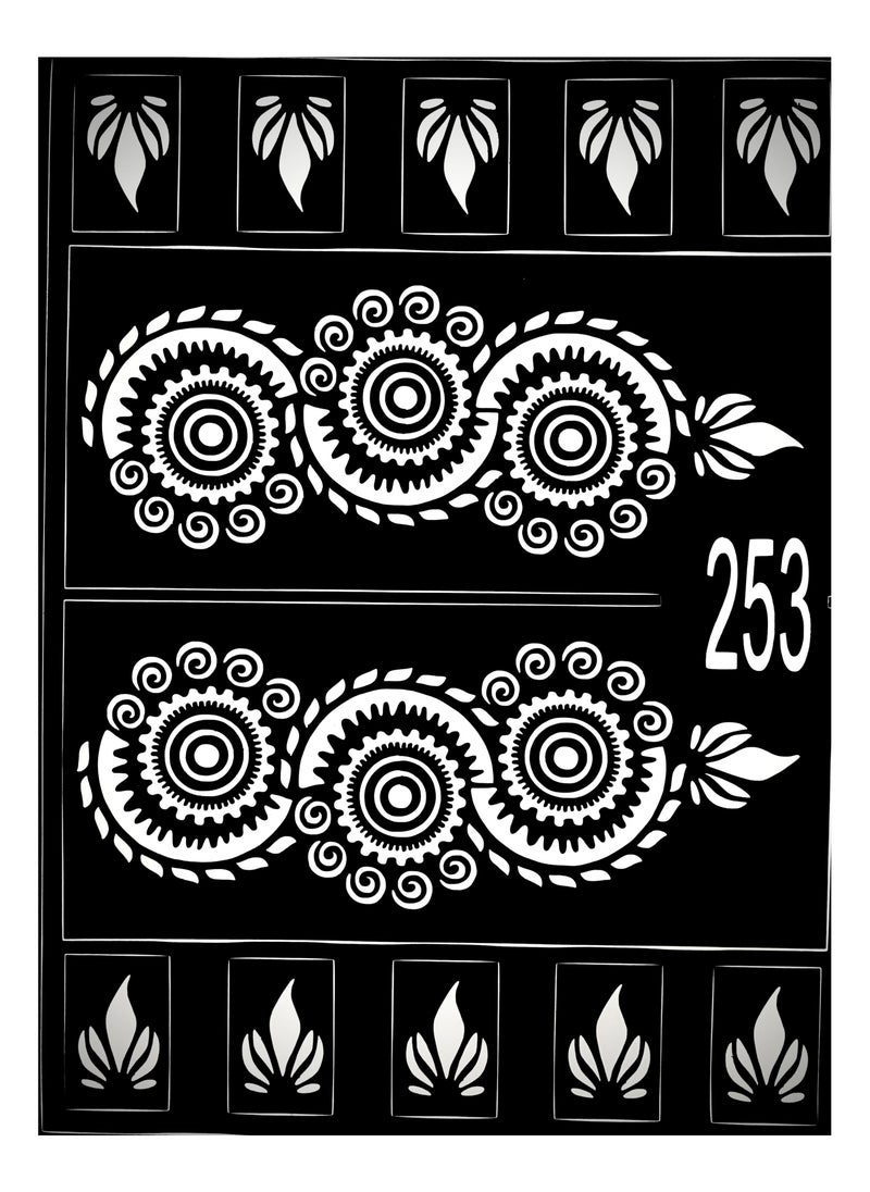 MANAAL HOME - Henna Mehndi Stencils 5 piece Floral Pattern Henna Tattoo Stencil Kit Temporary Mould Stickers for Hand and Feet Glitter Airbrush Tattoo Stencils Arabian Tattoo Stickers for Face Body Paint Art - Image 1