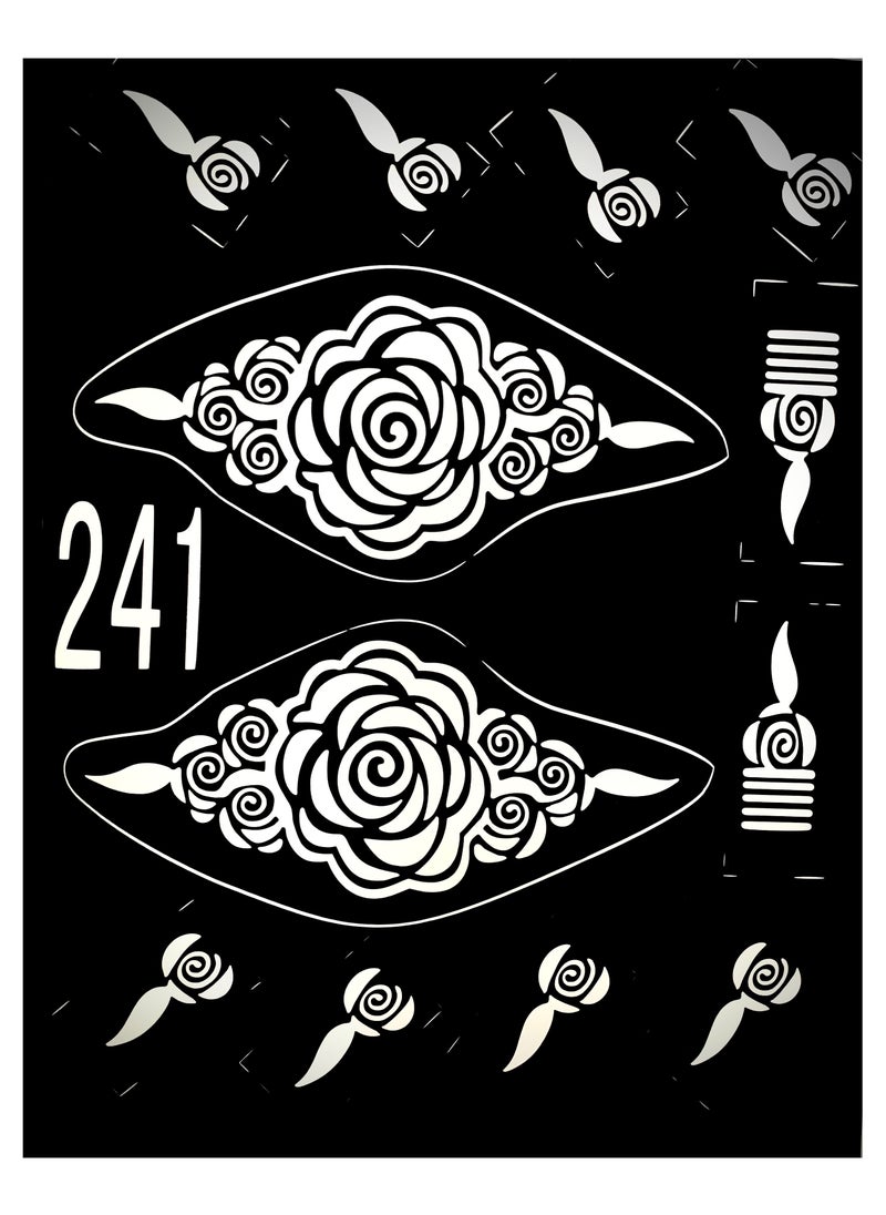 MANAAL HOME - Henna Mehndi Stencils 5 piece Floral Pattern Henna Tattoo Stencil Kit Temporary Mould Stickers for Hand and Feet Glitter Airbrush Tattoo Stencils Arabian Tattoo Stickers for Face Body Paint Art - Image 1
