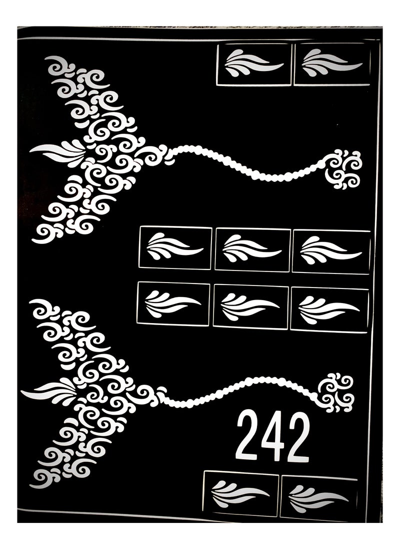 MANAAL HOME - Henna Mehndi Stencils 5 piece Floral Pattern Henna Tattoo Stencil Kit Temporary Mould Stickers for Hand and Feet Glitter Airbrush Tattoo Stencils Arabian Tattoo Stickers for Face Body Paint Art - Image 1