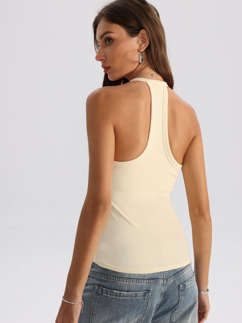 Danysu Spring Tops for Women 2025 Sexy Tank Top for Women with Built in Bra Camisole Trendy Going Out Womens Tops Pear Sorbet M - Image 2