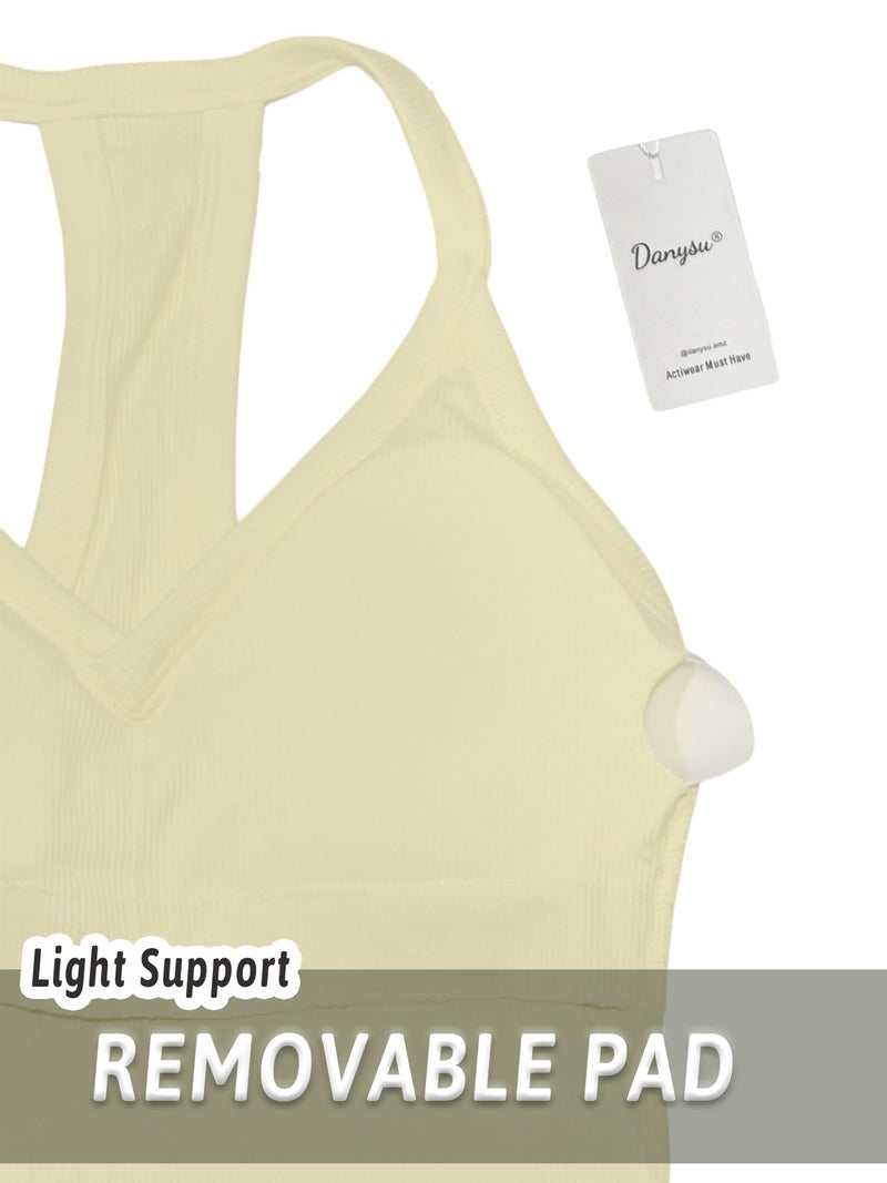 Danysu Spring Tops for Women 2025 Sexy Tank Top for Women with Built in Bra Camisole Trendy Going Out Womens Tops Pear Sorbet M - Image 4