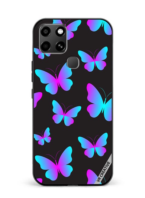 Protective Case Cover For Infinix Smart 6 Neon Butterflies Seamless Pattern Design Multicolour