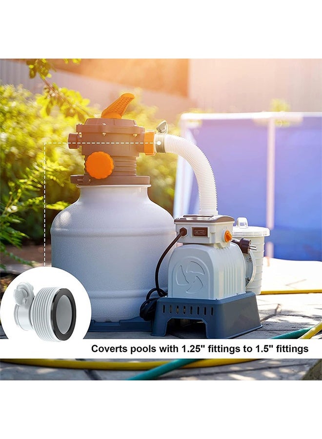 MVAQKLM مجموعة من 6 قطع، محول حمام سباحة من سلسلة B مع مقابس، متوافقة مع حمامات سباحة Intex والمضخة، تتضمن 2 سدادة سوداء و2 سدادة زرقاء - Image 4