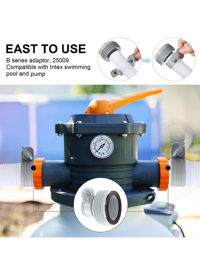 MVAQKLM مجموعة من 6 قطع، محول حمام سباحة من سلسلة B مع مقابس، متوافقة مع حمامات سباحة Intex والمضخة، تتضمن 2 سدادة سوداء و2 سدادة زرقاء - Image 3