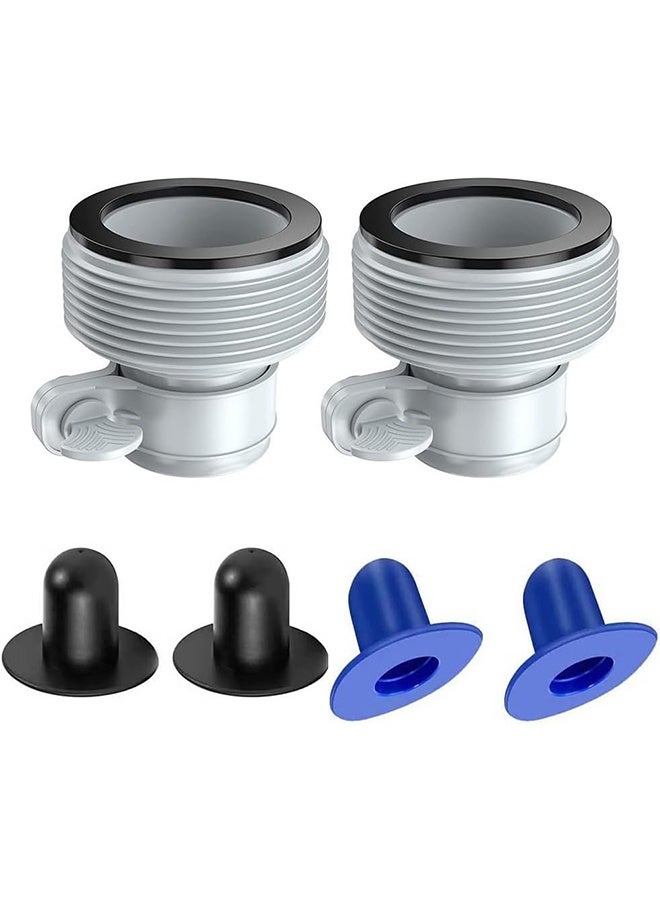 MVAQKLM مجموعة من 6 قطع، محول حمام سباحة من سلسلة B مع مقابس، متوافقة مع حمامات سباحة Intex والمضخة، تتضمن 2 سدادة سوداء و2 سدادة زرقاء - Image 1