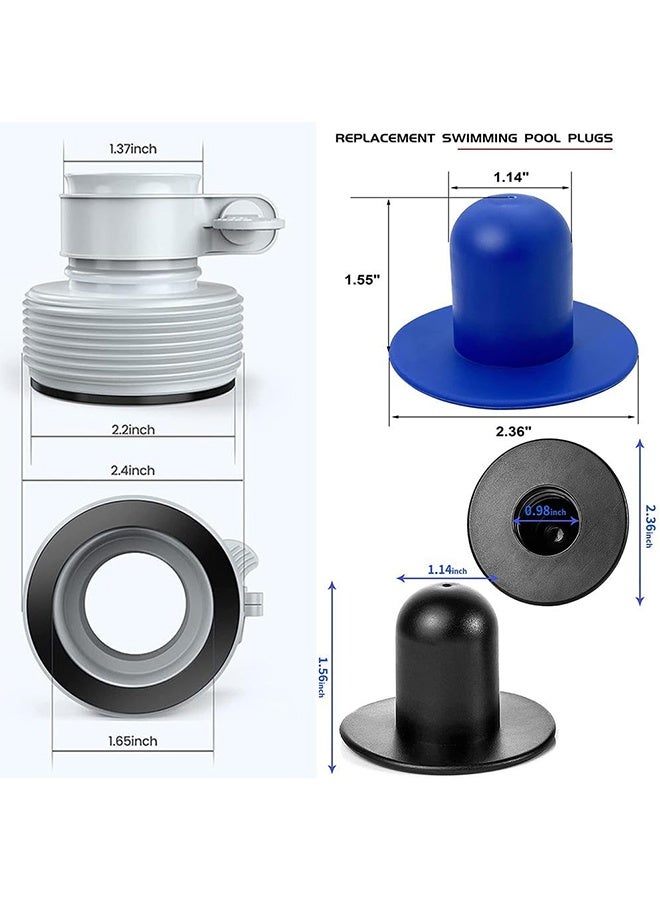 MVAQKLM مجموعة من 6 قطع، محول حمام سباحة من سلسلة B مع مقابس، متوافقة مع حمامات سباحة Intex والمضخة، تتضمن 2 سدادة سوداء و2 سدادة زرقاء - Image 2