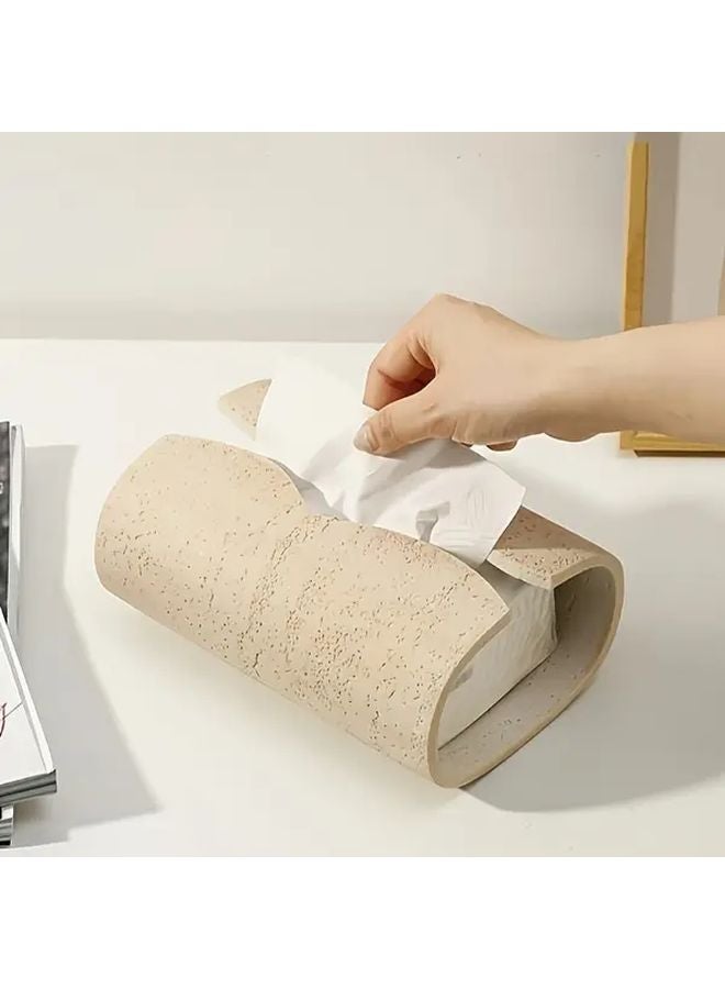 حامل علبة المناديل من الراتينج الأبيض، ديكور منزلي مينيماليست للحمام وغرفة النوم وغرفة المعيشة - Image 2