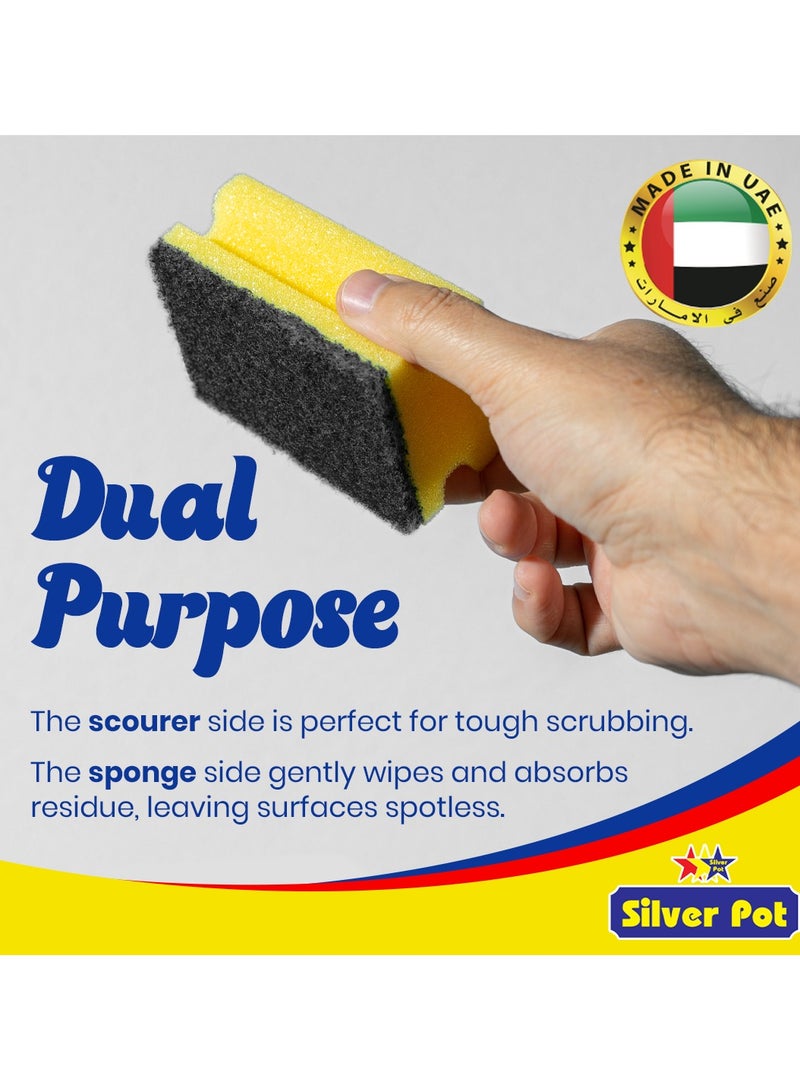 Silver Pot Kitchen Sponge & Scourer – Pack of 12, 13cm Dual-Purpose Cleaning Sponges for Pots, Pans, Kitchen Utensils, and Delicate Surfaces  - Image 5