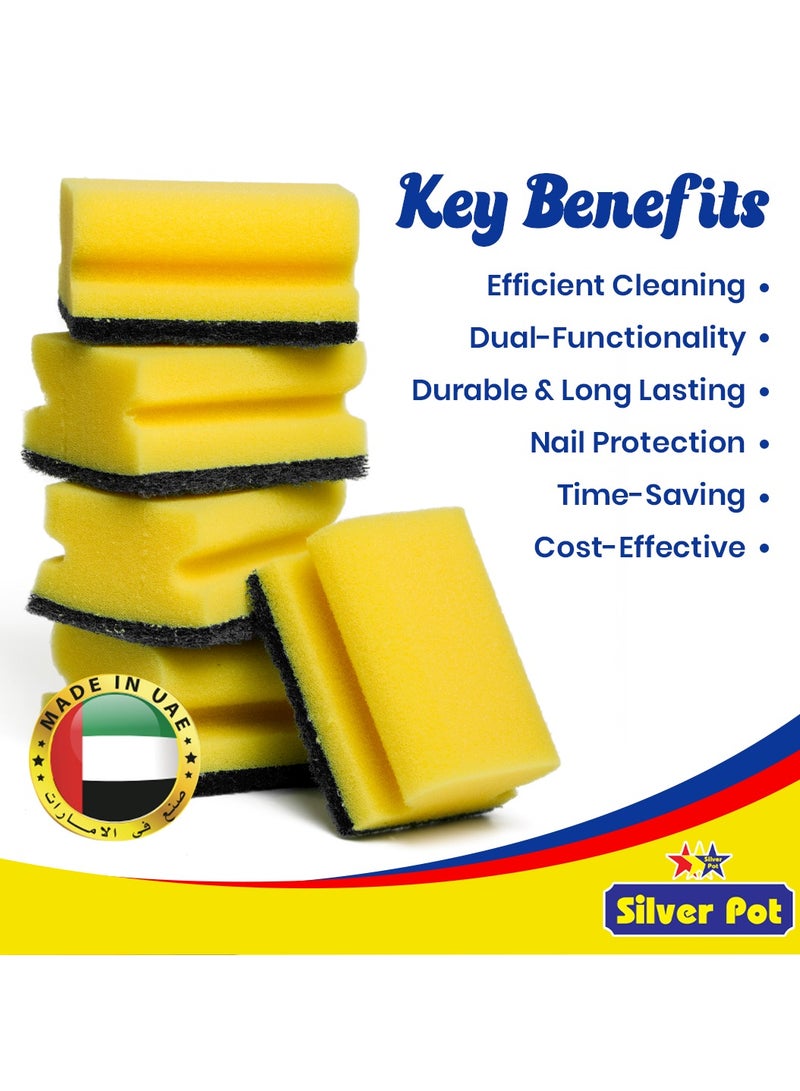 Silver Pot Kitchen Sponge & Scourer – Pack of 12, 13cm Dual-Purpose Cleaning Sponges for Pots, Pans, Kitchen Utensils, and Delicate Surfaces  - Image 3