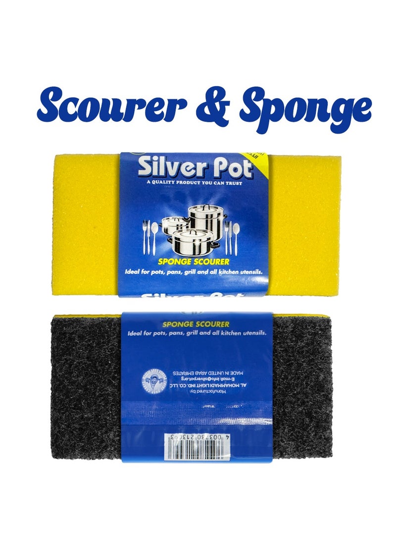 Silver Pot Kitchen Sponge & Scourer – Pack of 12, 13cm Dual-Purpose Cleaning Sponges for Pots, Pans, Kitchen Utensils, and Delicate Surfaces  - Image 2