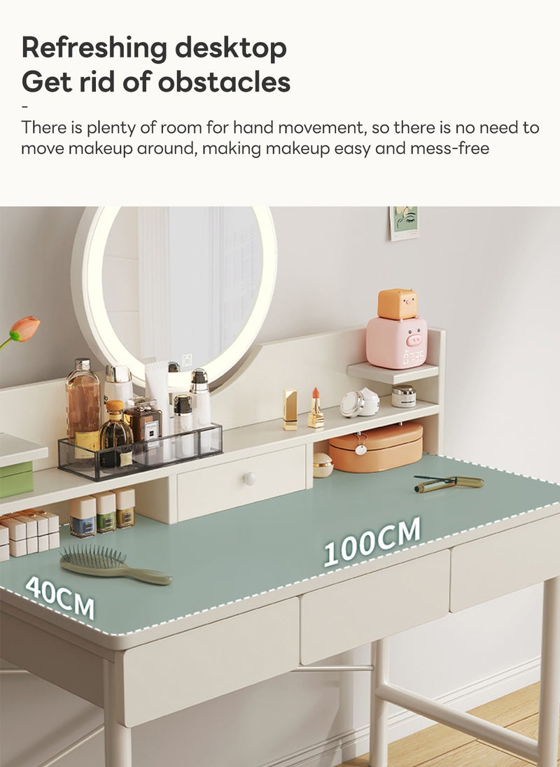 Sharpdo - Sharpdo Simple Style Dresser with  LED Mirriors, Vanity Table with Drawers, Bedroom Bedside table, Makeup Table for Bedroom 100*40*125.5CM (NO Chair) - Image 1