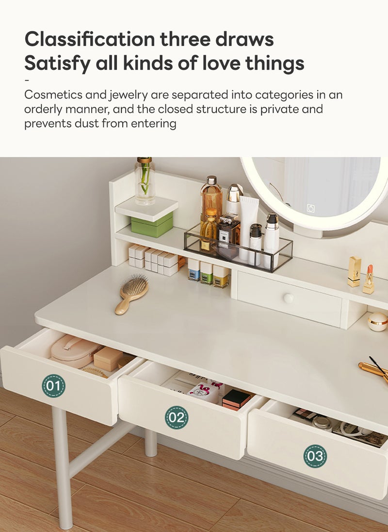 Sharpdo - Sharpdo Simple Style Dresser with  LED Mirriors, Vanity Table with Drawers, Bedroom Bedside table, Makeup Table for Bedroom 100*40*125.5CM (NO Chair) - Image 1
